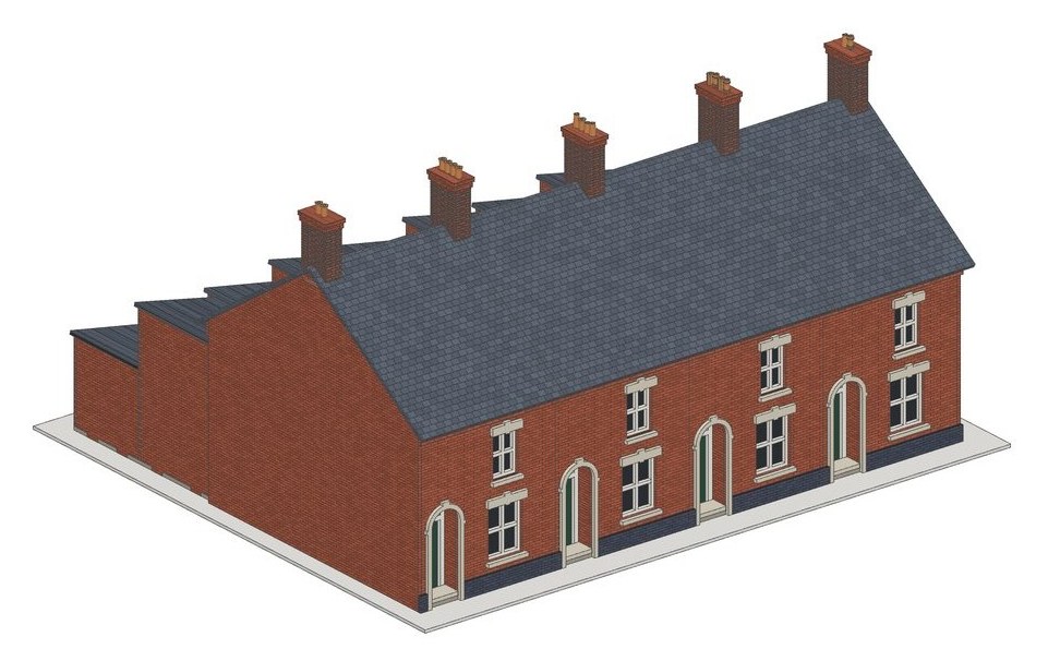 Victorian Railway Town Terrace, Left End render
